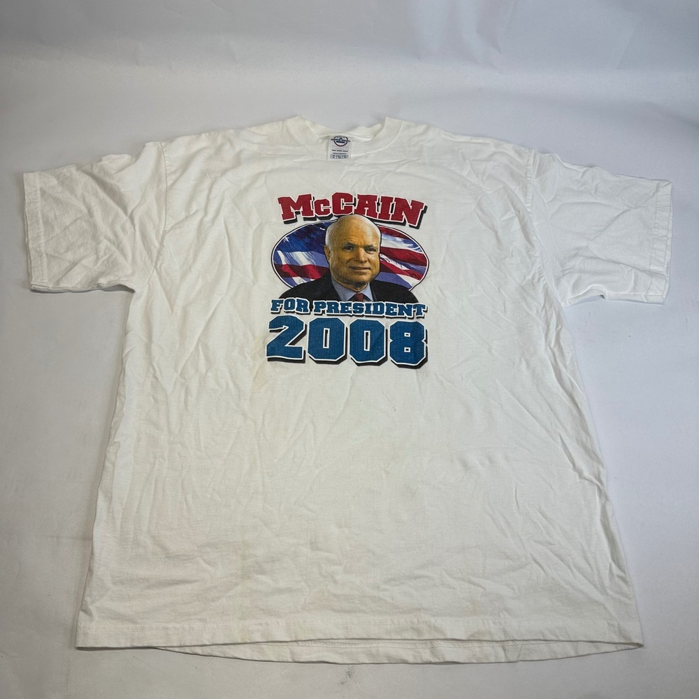 Vintage John McCain For President 2008 T-Shirt Delta Magnum Weight XL White
